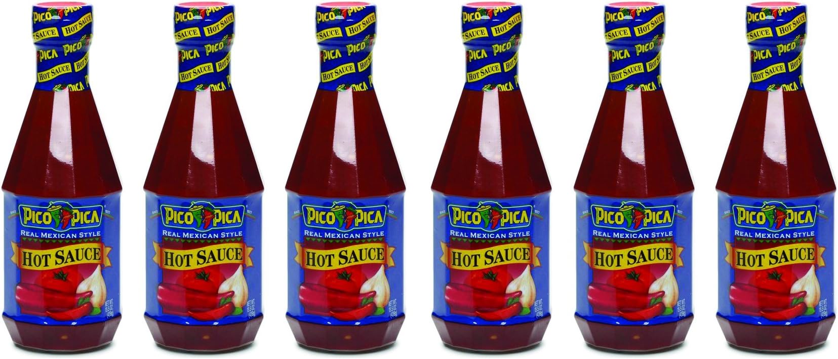 Pico Pica Mexican Hot Sauce - HOT - 15.5 Ounces 6 Pack