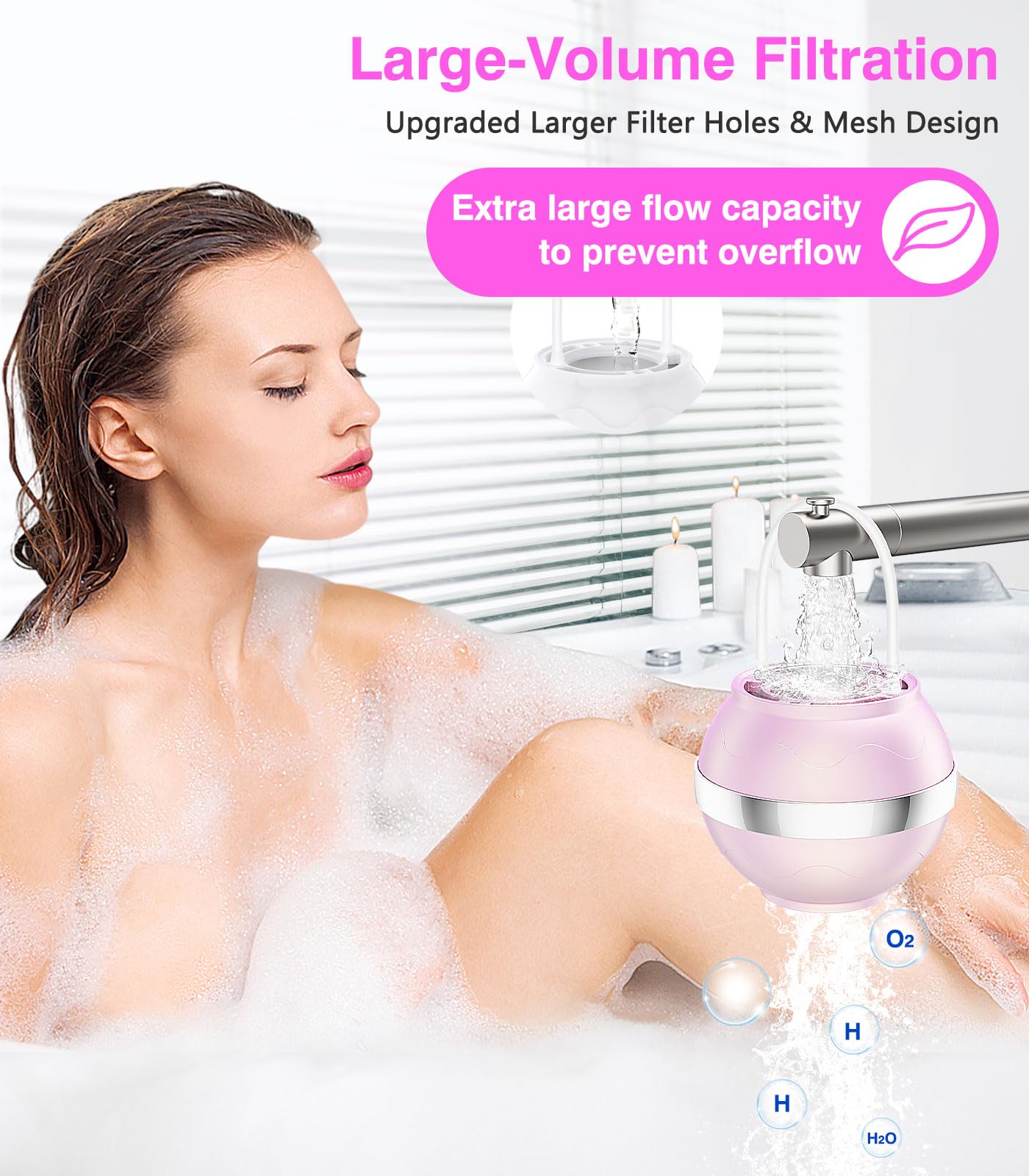 MoKo Bath Filter for Babies and Adults Bath Water Filter for Tub Removes Contaminants for Smoother Skin Hair, Nails - Image 2
