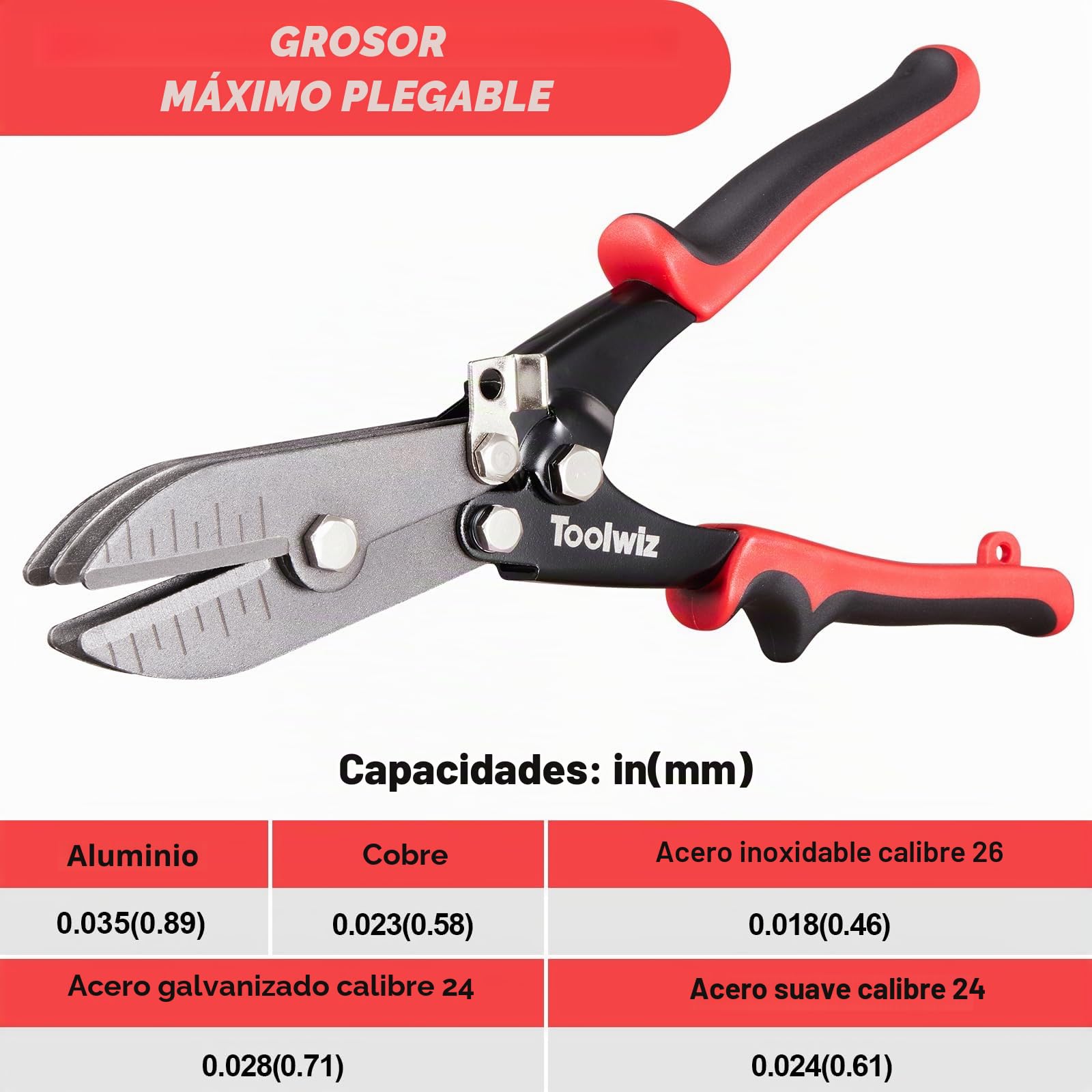 Toolwiz Herramientas de chapa metálica de 5 cuchillas, herramienta de crimpado de conductos para bajante de calibre 24-26, tubo de estufa, acero inoxidable, sistemas de conductos de ventilación,