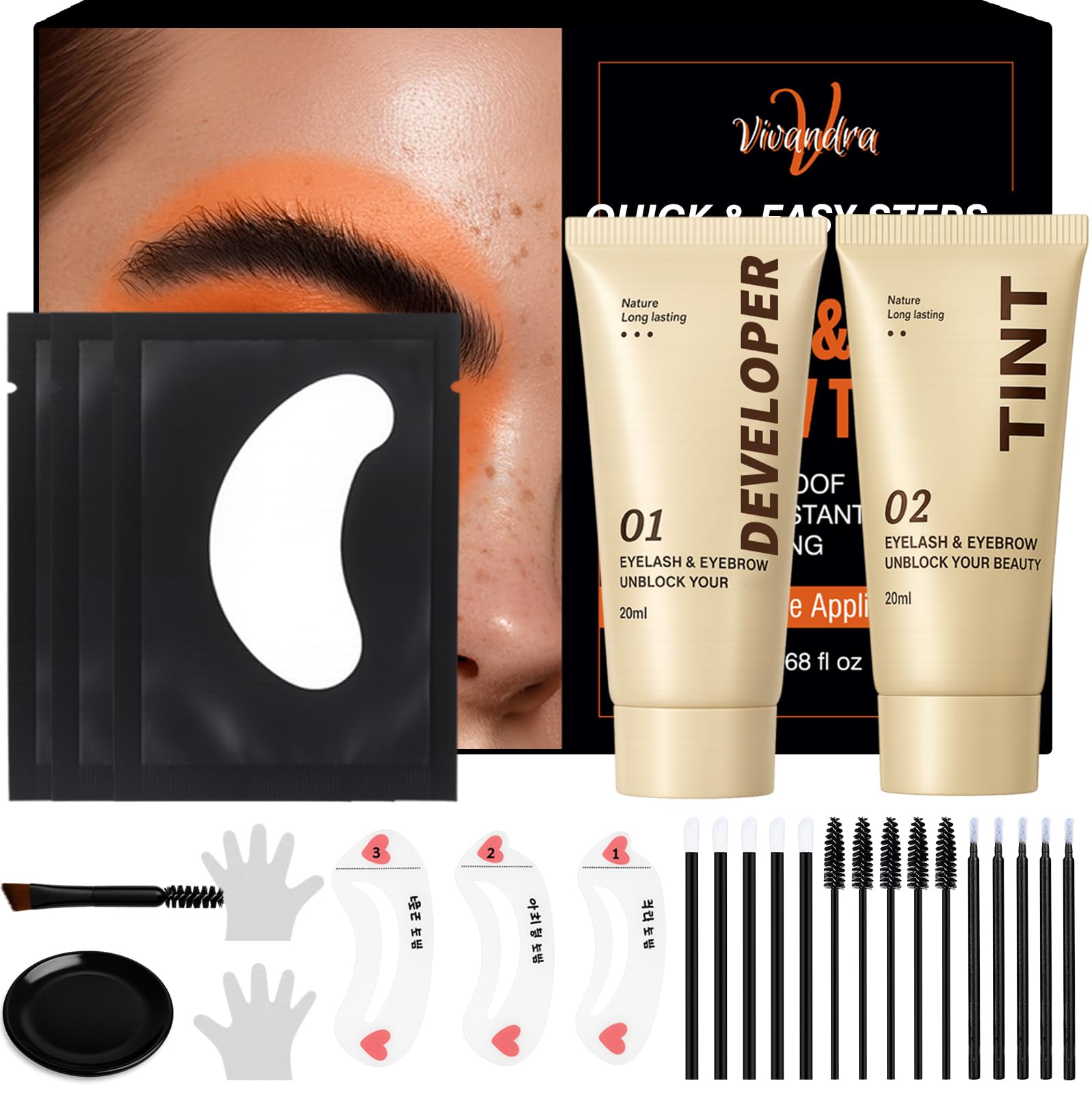 Dark Brown Brow Color Kit Waterproof Eyelash Color with Natural Effects Gentle & Safe for Salon and Home Use