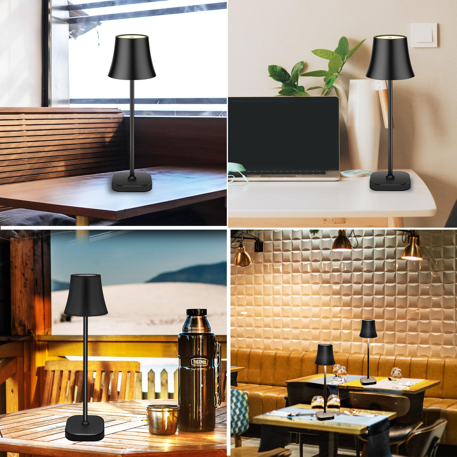 Lampada da Tavolo Senza Fili, Lampada da Scrivania,con Batteria a LED, 5400 mAh, Autonomia, 72 ore, Dimmerabile, Lampada da Comodino con Controllo Tattile, Labat Jour da Comodino, 3 Colori Dimmerabili