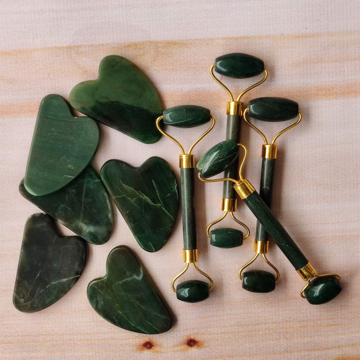 Shubhanjali Green Jade Facial Massage Roller,Gua Sha SPA Massage and Relaxation for Body, Face, Neck, Eye's,Massage Roller,Jade Roller for Face Wrinkles,Combo