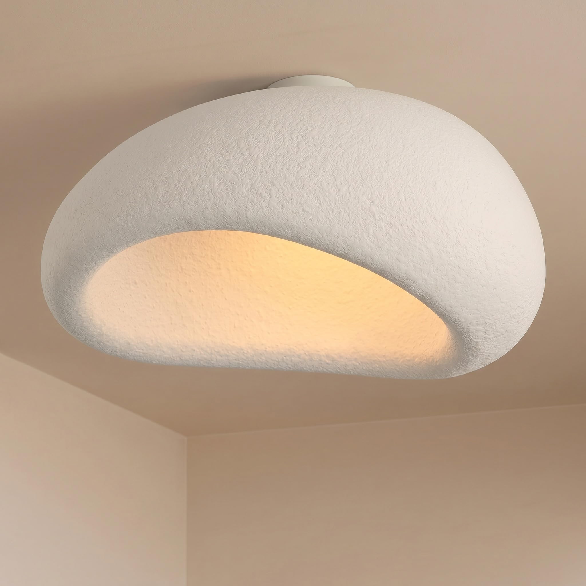 meibeileil Japanese Style Wabi-Sabi Ceiling Lights White Modern E27 Ceiling Light Nordic Minimalist Ceiling Lamp Hat Lampshades Bedroom Dining Room Living Room Hallway Entryway 60CM