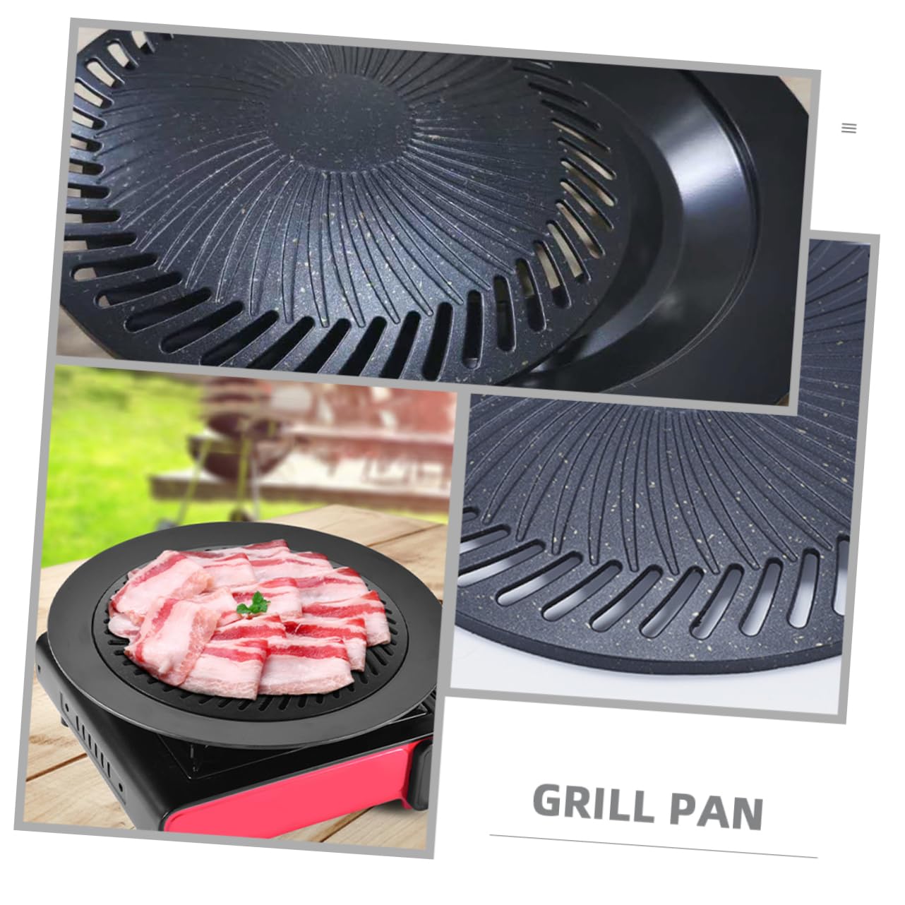 mata do grillowania, Zewnętrzny aluminiowy stojak na grilla z miejscem Camping czarny 32cm