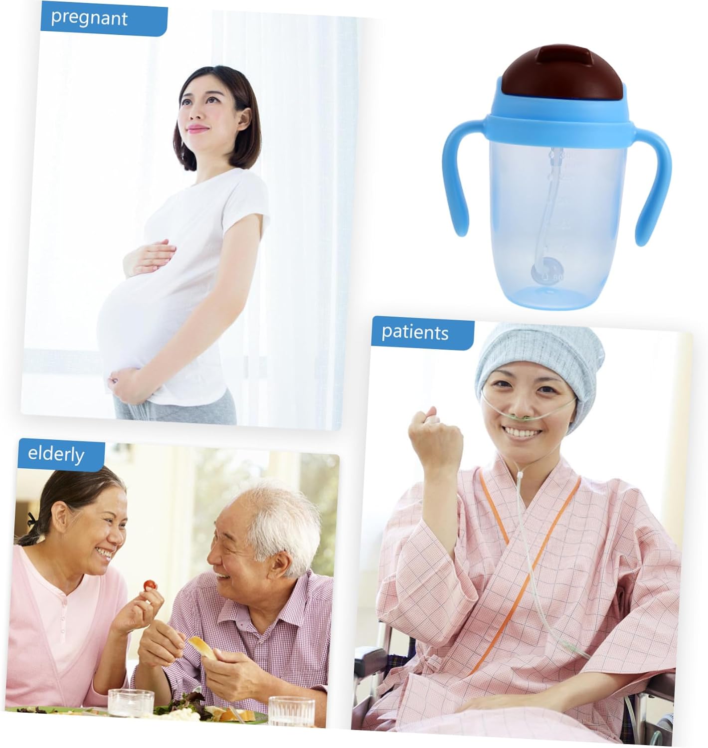 Adult Sippy Cup with Handle and Lid 300ml Spill-Proof Nursing Care Cup for Bedridden Patients for Seniors Multi-Use Drinking Mug for Liquid Diet