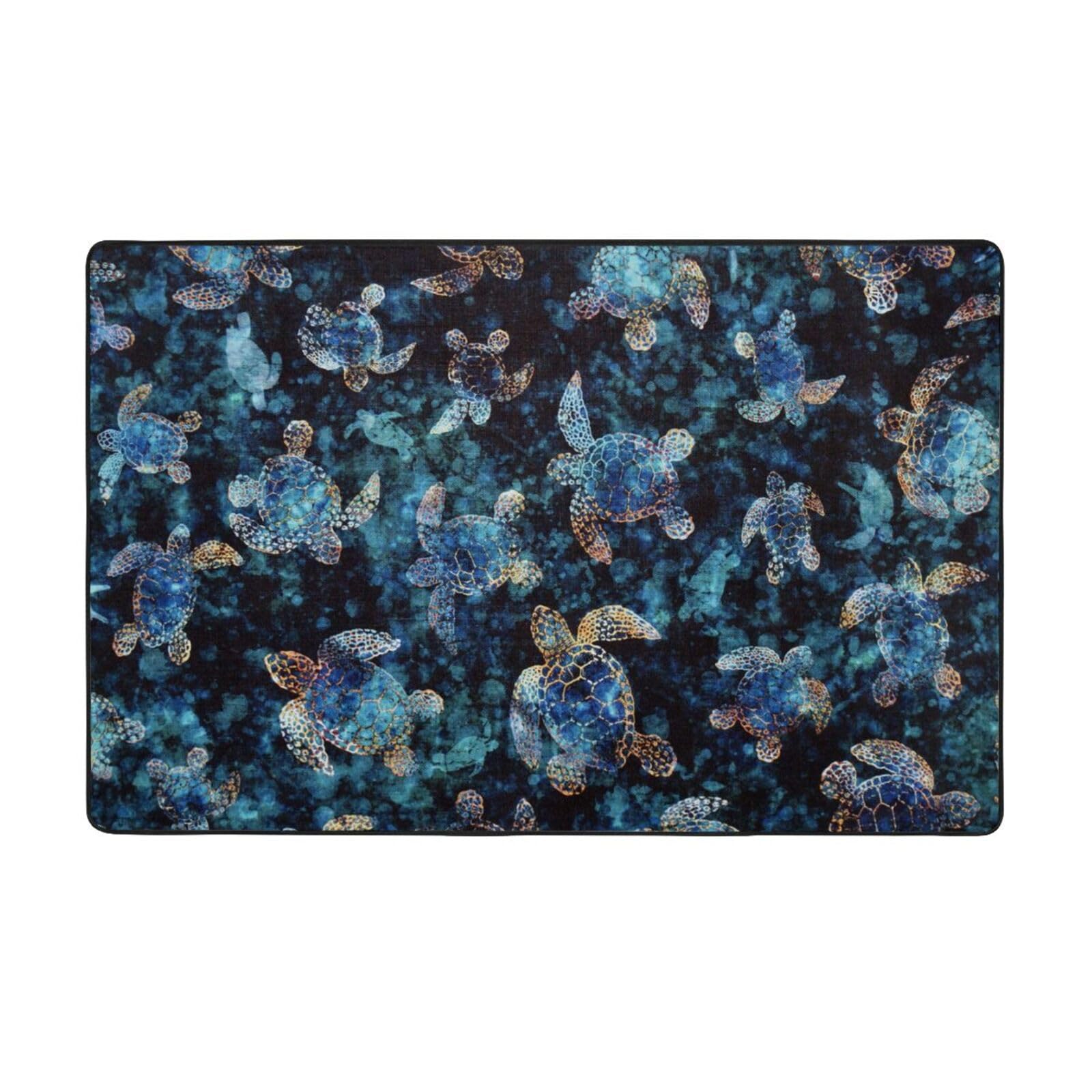 Tapis tortue de mer flanelle antidérapante pour éviter les glissades au salon