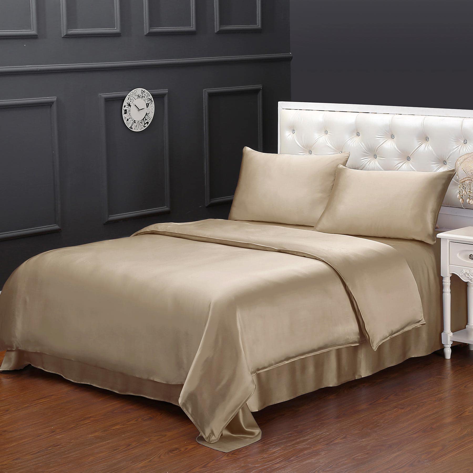 LilySilk Silk Duvet Cover, 19 Momme 100% Pure Mulberry Silk Comforter Cover All Season, Breathable Super Soft Cozy for Double Bed (Taupe, Double 200x200cm)
