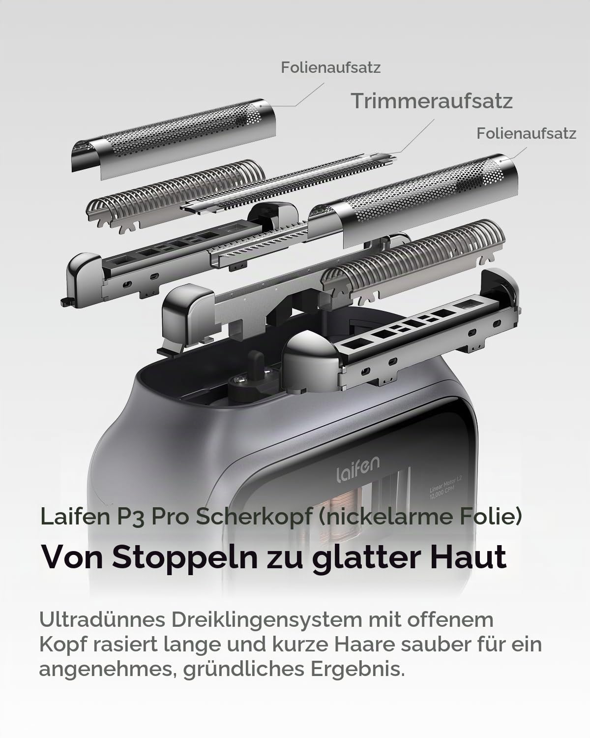 Laifen P3 Pro Elektrischer Shaver Ersatzkopf (Aluminiumlegierung) (Grau)