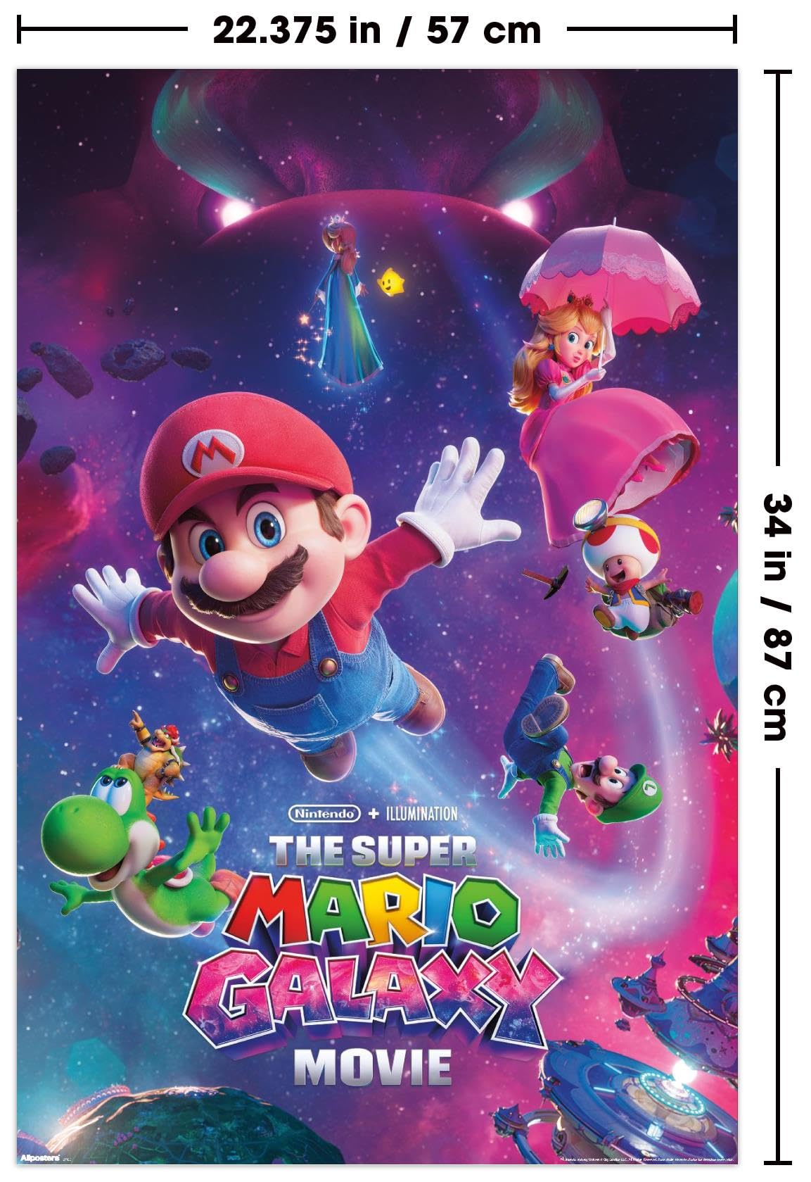 Nintendo The Super Mario Galaxy Movie (2026) - Key Art Wall Poster, 34L" x 22.4W", Unframed Version - 4