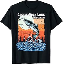Summer Vacation Retro Sunset Wisconsin Castle Rock Lake Men Women Kids T-Shirt
