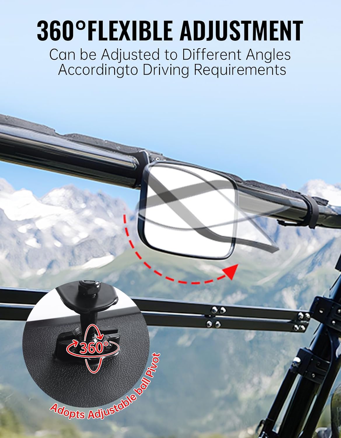 Center Rear View Mirror for Honda Pioneer 1000, Adjustable UTV Wide View Convex Rearview Mirror for Honda Pioneer 1000-3 1000-5 1000-6 2016-2025 Accessories, High Clarity