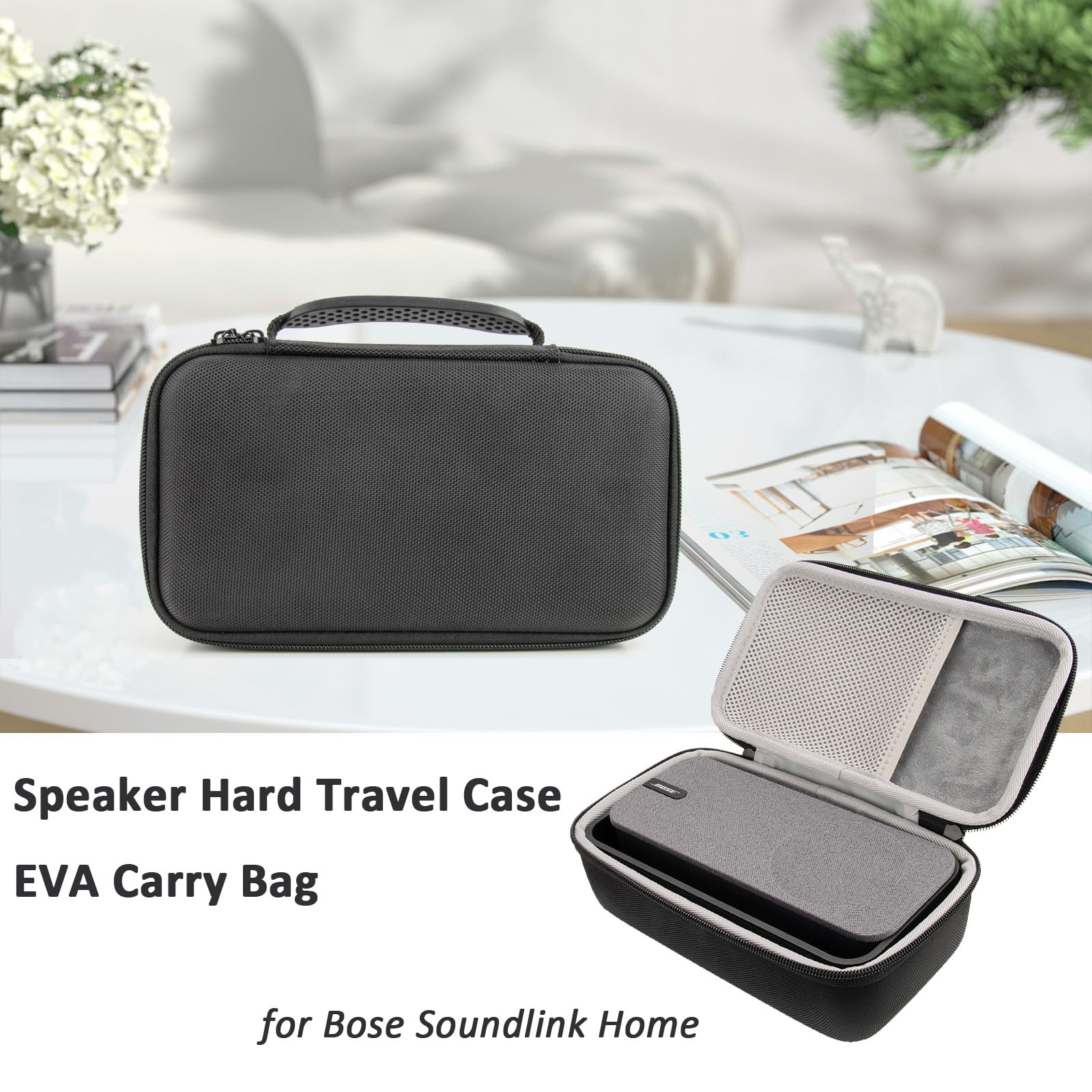 Hard Travel Case for Bose Soundlink Home Bluetooth Speaker, EVA Storage Bag Carrying Organizer Box for Portable Audio Outdoor Home Speakers -Black