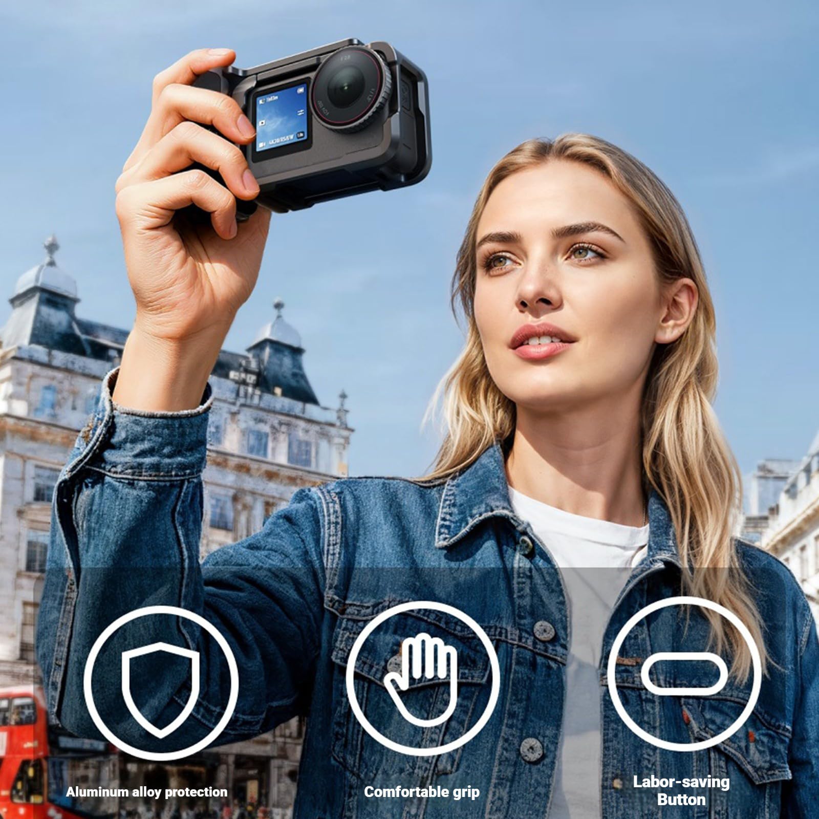Set portatile con manico ergonomico e gabbia per fotocamera Action 6 Camera da 1/4 foro convertibile in treppiede in miniatura per una presa flessibile da strada