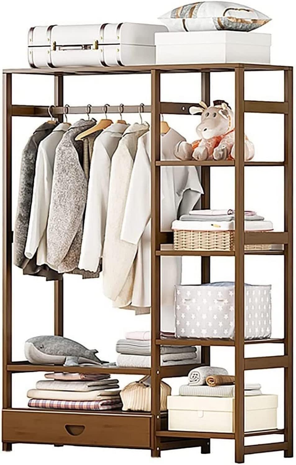 Portant à vêtements en bois pour remédier au manque de place en chambre