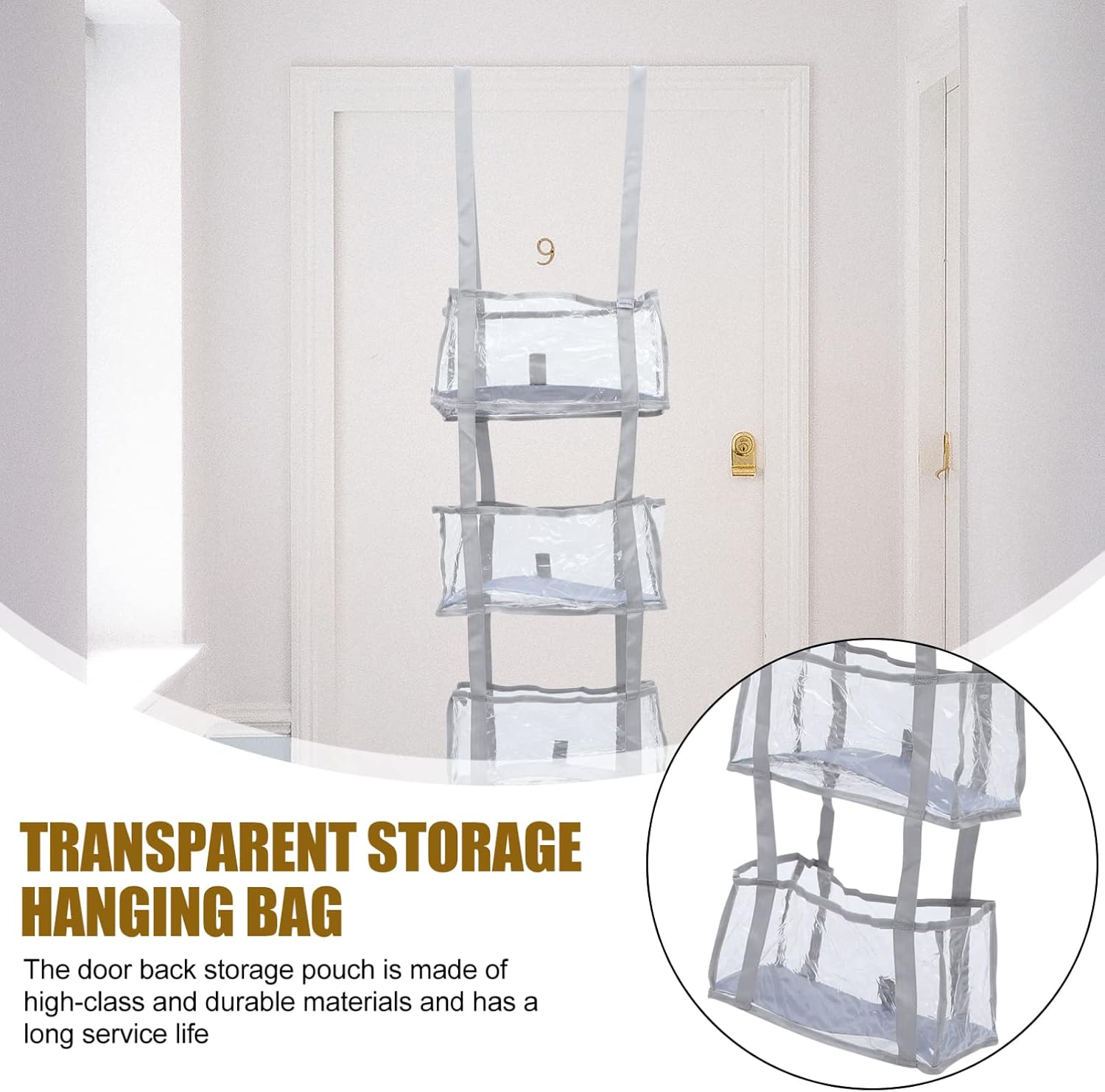 Convenient Multi-layer Transparent Hanging Organizer for behind Door Storage Household Pouch for Bedroom Bathroom and Kitchen Use