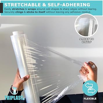 Triplast Pallet Stretch Wrap Roll (400mm x 250m) - Pick Qty & Colour - Heavy Duty Plastic Luggage Shrink Wrap & Strong Industrial Cling Film for Removals & Warehouse Packaging Use (Clear, 1 Roll)