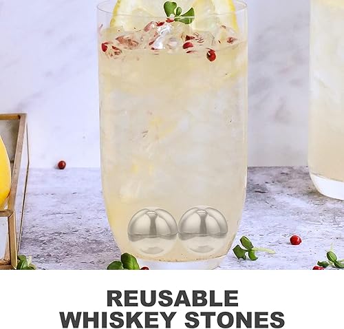 Miniatura 4 de Cabilock 2 piezas de acero inoxidable hielo piedra vino vino cubos de hielo enfriamiento resistente al desgaste piedras whisky amantes del hielo