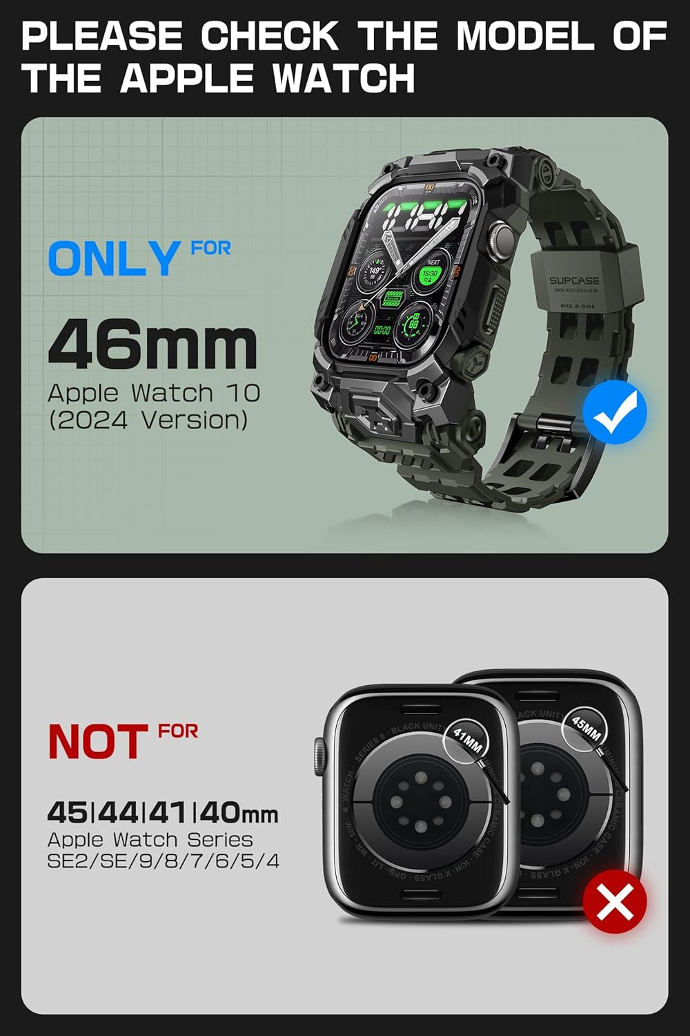 SUPCASE for Apple Watch 11/10 46mm Case with Band (Unicorn Beetle Ore), [Anti-Scratch] [Military-Grade Protection] Rugged Sport Men Bumper Case Cover with Adjustable Strap Band for iWatch 11/10 46mm, Guldan - Image 2