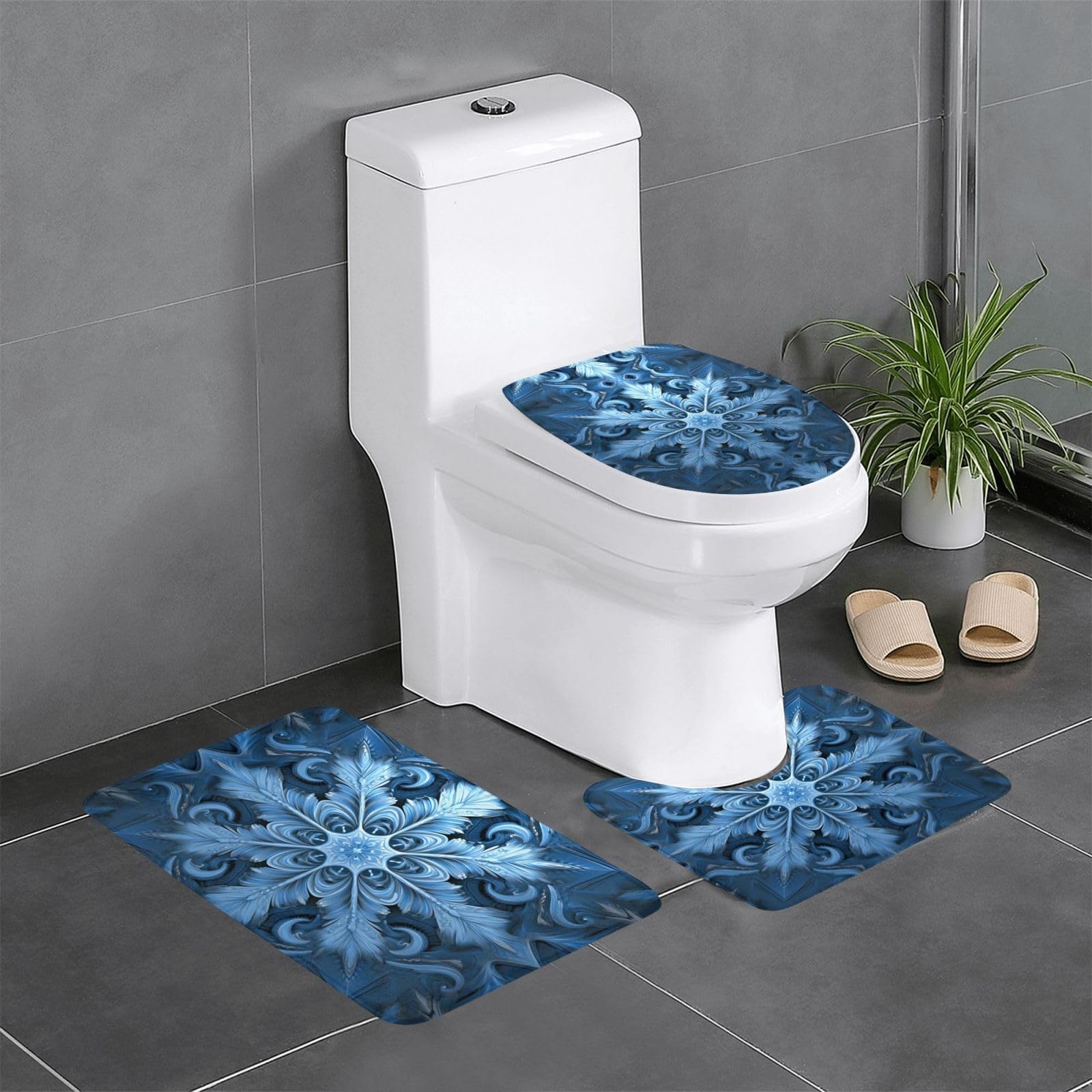 Tapis de bain séchage rapide et antidérapant bleu lot de 3