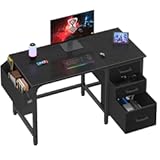 Lufeiya Computer Desk with File Drawers Cabinet&comma; 47 Inch Reversible Home Office Desks with Filing Cabinet for Small Space&comma; Gaming Study Writing Table PC Desks&comma; Black