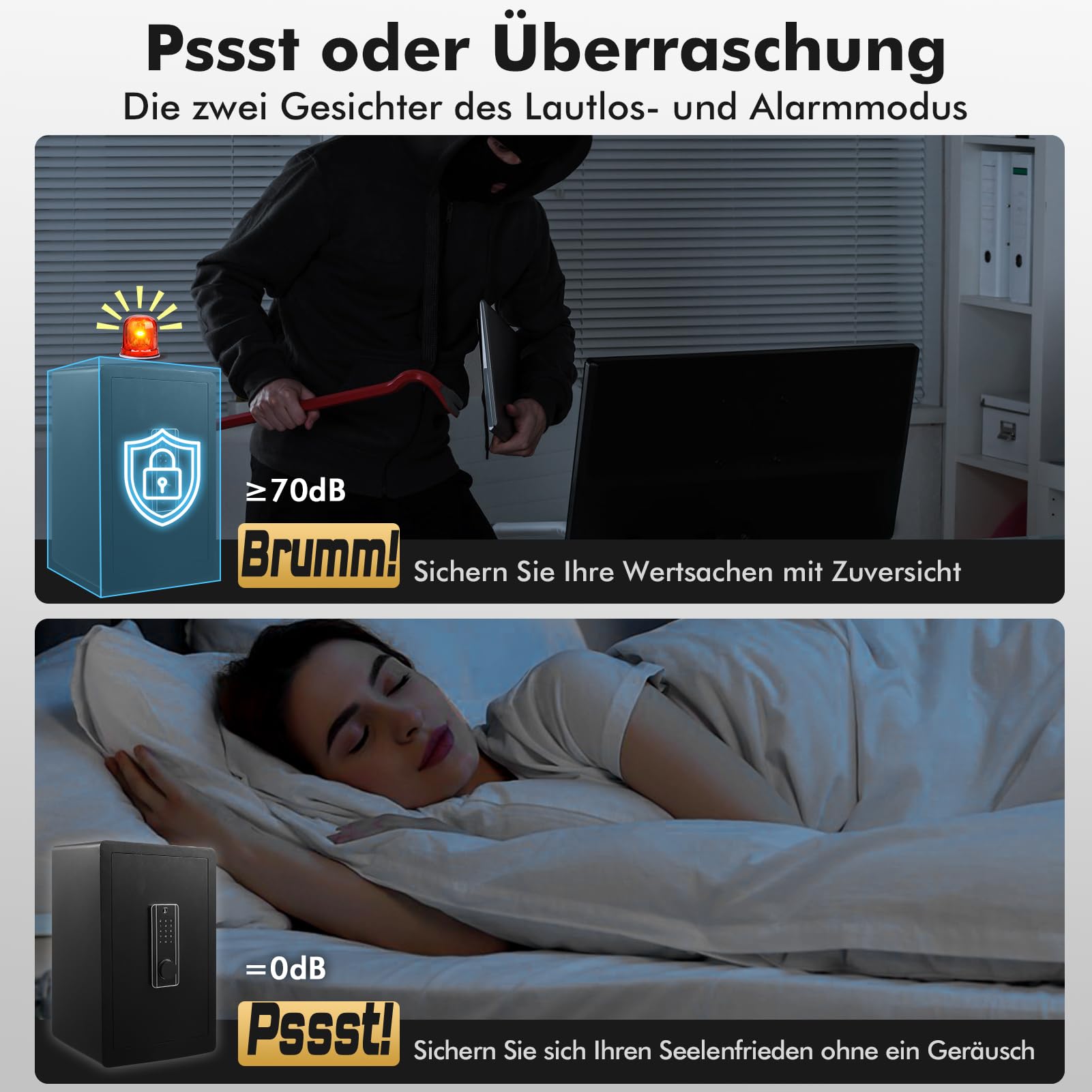 73L Großer Feuerfester Tresor,Elektronischem Tresor mit Passwort & Schlüssel,Digitaler Möbeltresor mit Herausnehmbares Regal,Alarmanlage,Heimtresor für Bargeld, Schmuck, Dokumente, Wertsache