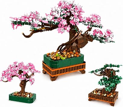 NEWABWN 3-in-1 Cherry Blossom Bonsai Tree Building Set, 711 Pieces