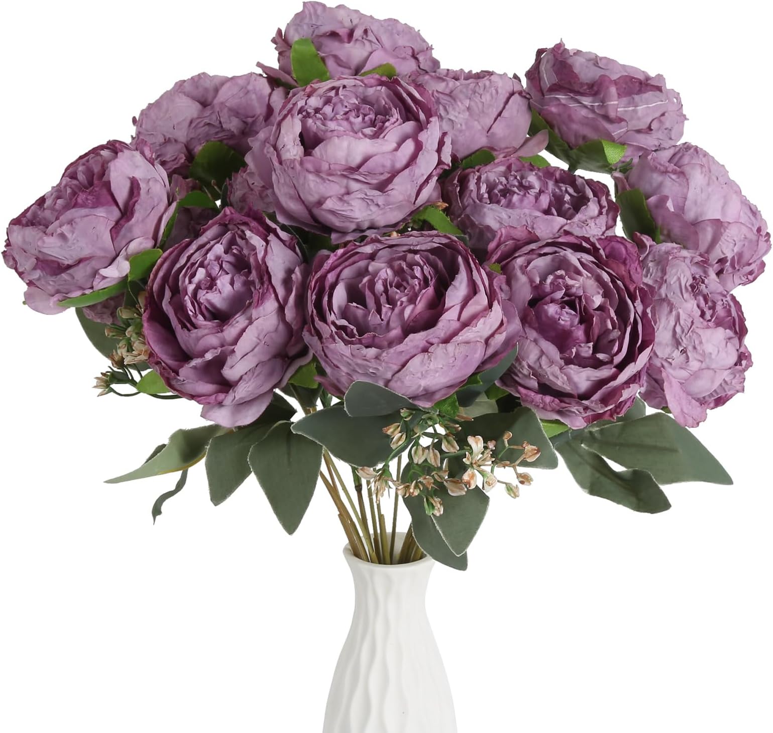 Amazon.com: Mefier Home Artificial Flowers 16PCS 4" Deep Purple ...