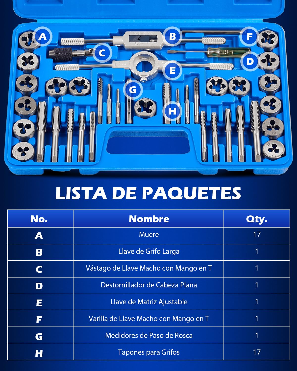 Orion Motor Tech Juego de Machos y Matrices de 40 Piezas, Tamaños Métricos | Kit de Herramientas para Mejorar el Hogar para Crear y Reparar Roscas | Juego de Herramientas Manuales con Llaves Métricas
