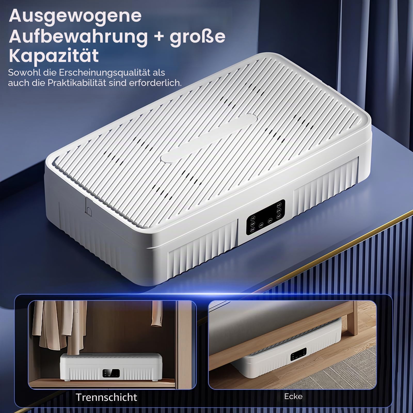 Elektrischer Wäschetrockner 1300 W mit Rollen und 2-stöckigen Gestellen | faltbar und ohne Installation, Wäschetrockenschrank, 500L Fassungsvermögen, 4-Stunden-Timer und Fernbedienung, EU-Stecker