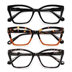 resjok 3Pack Reading Glasses for Women-Blue Light Blocking Readers Fashion Cat Eye Eyeglasses Spring Hinge
