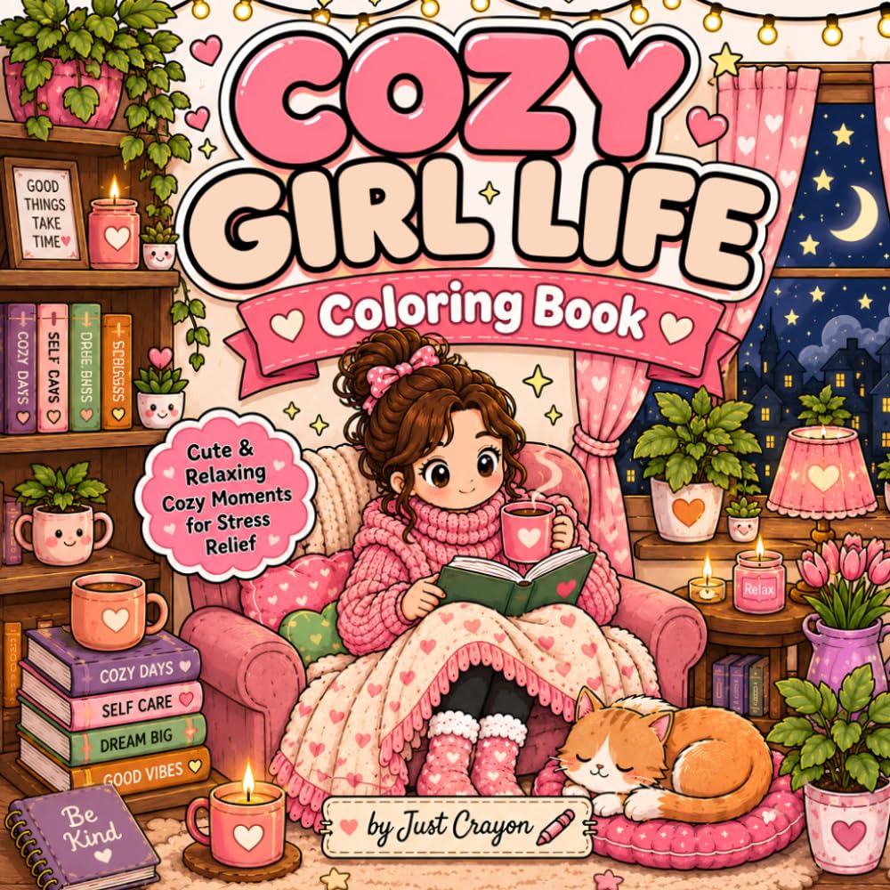 Cozy Girl Little Moments: Cozy Cute Girl Daily Life Illustrations Single-Sided Sheets || Bold and Easy Hygge Vibes Scenes
