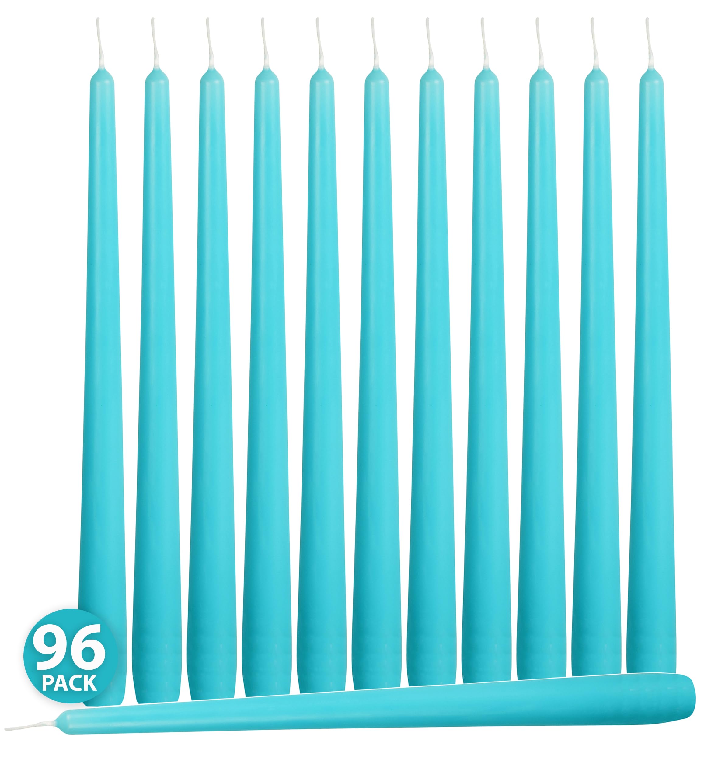 Hyoola - Candele coniche alte per candele, 30,5 cm, colore blu chiaro, senza profumo, 10 ore di combustione, confezione da 100