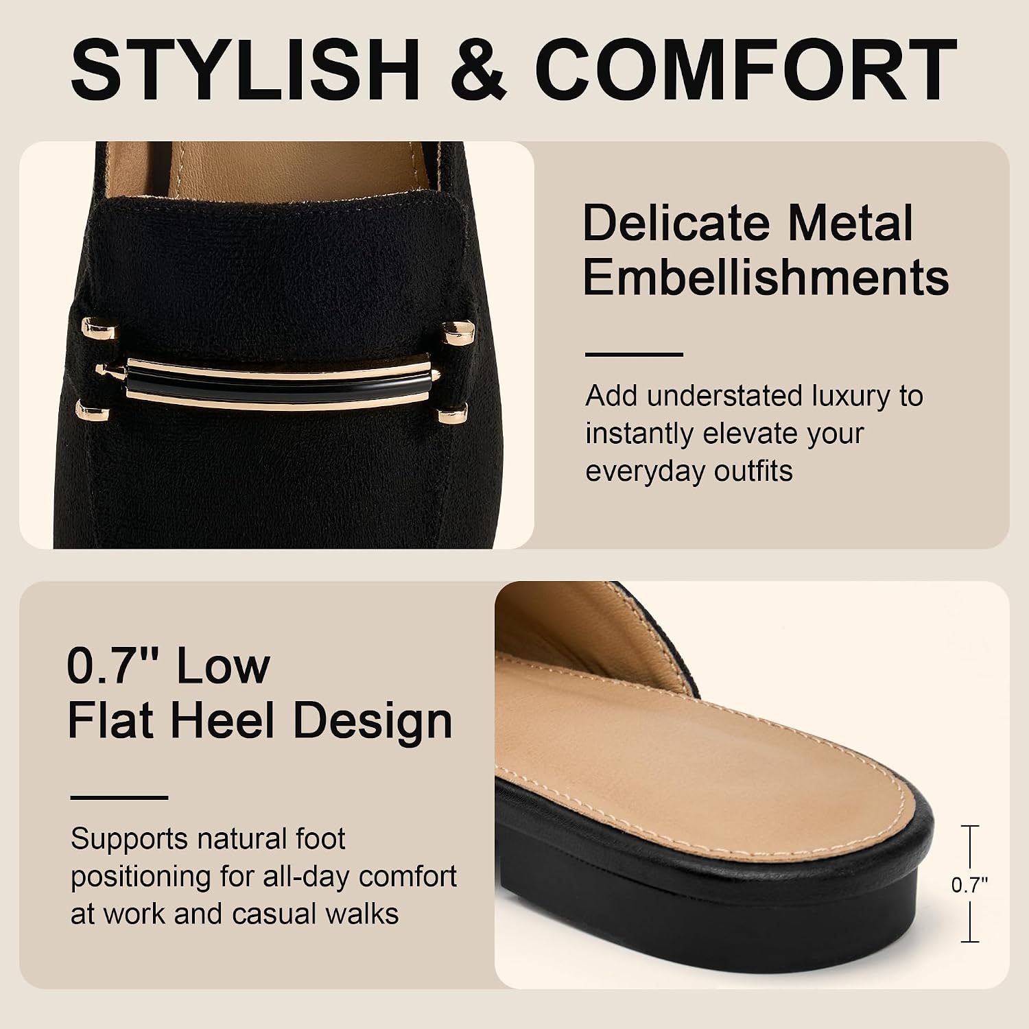 Alicegana Mules for Women Dressy Flats: Comfortable Closed Toe Buckle Shoes