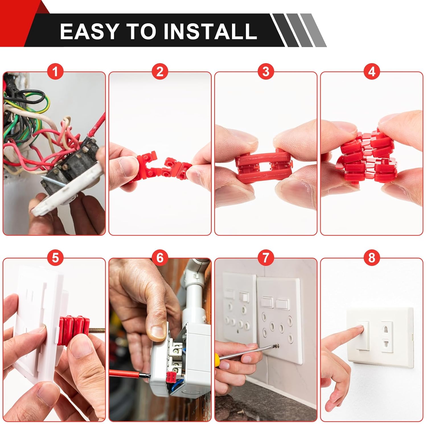 Outlet Spacers for Electrical Box, 48 PCS Spacers for Box Extender Kit, Plastic Wall Plate Spacer, Tile Backsplash Shims for Loose Outlet/Switch Repair (Stackable)