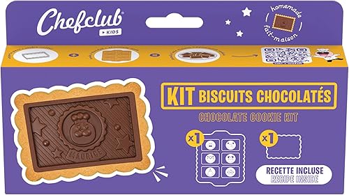 Chefclub - Kit de galletas de chocolate para niños, incluye 1 cortador de galletas, 1 molde de silicona para chocolate y 1 guía de recetas paso a