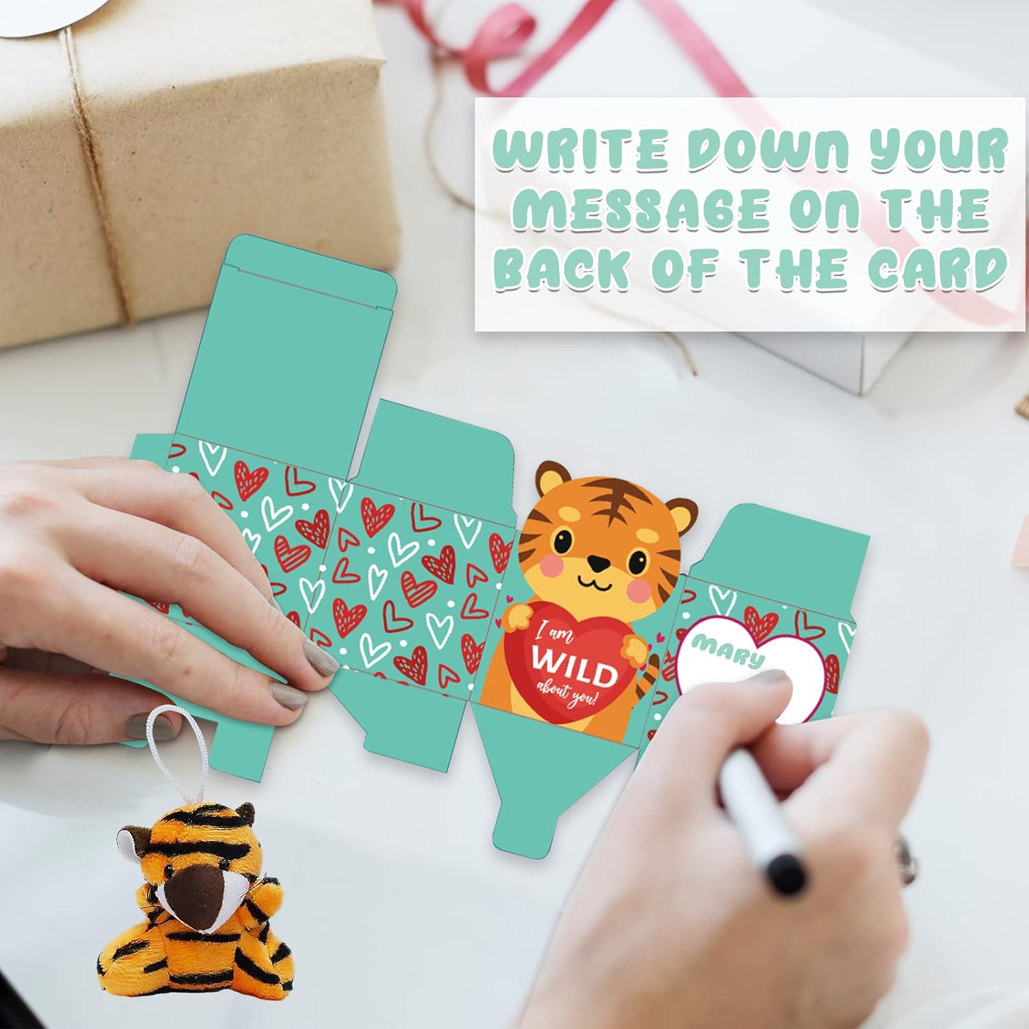 ATFUNSHOP Valentines Day Gifts for Kids 30 Pack with Animal Plush Toys Gift Card in Bulk Exchange for Girls Boys Class Classroom - Image 4