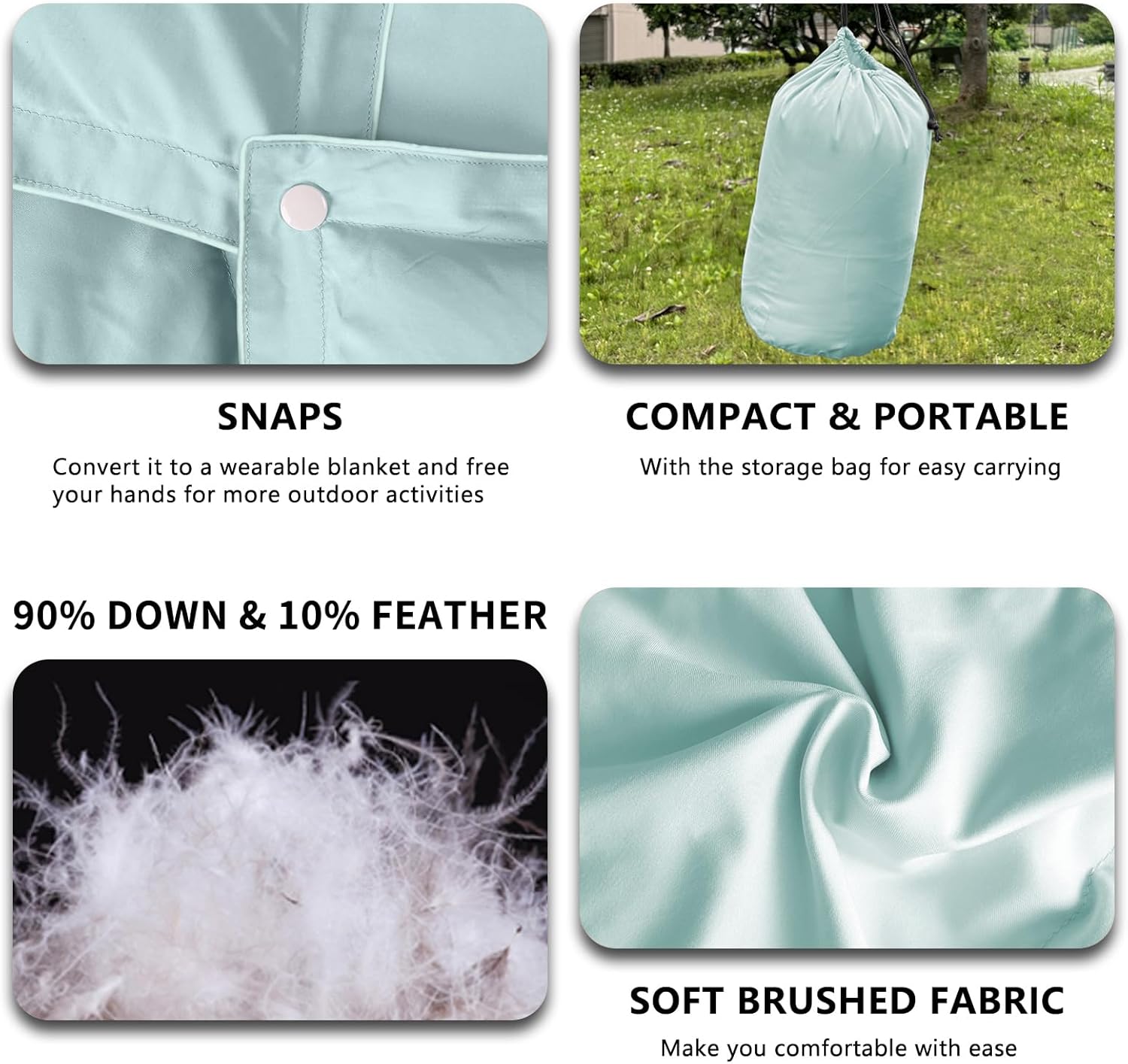 zzlamb Puffy Down Camping Blanket Water-Repellent, Down Throw Travel Blanket Portable for Outdoor, Light Warm Quilt for Couch Plane Car Theater Stadium Picnic RV Backpacking Hammock