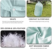 Vista 3 de zzlamb Manta de camping de plumón Puffy resistente al agua, manta de viaje de plumón portátil para exteriores, colcha ligera y cálida para sofá