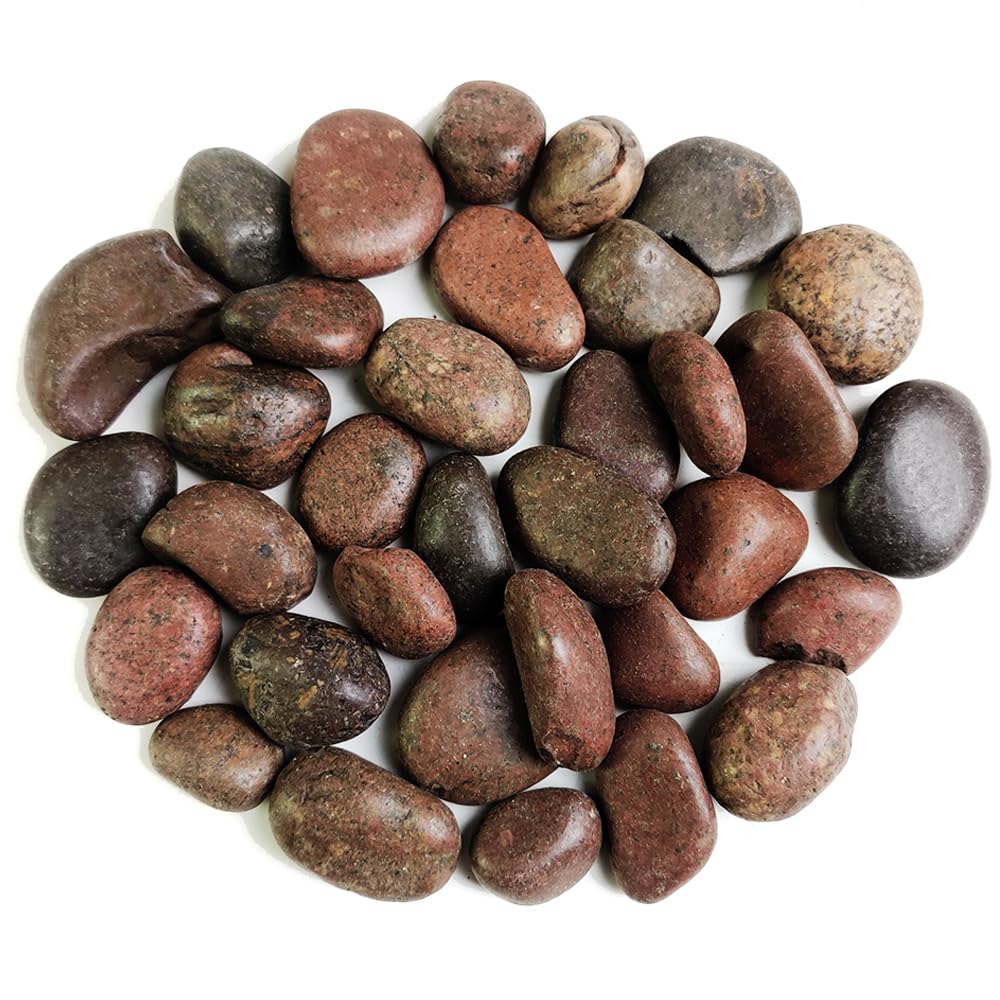 HappyFiller Natural Decorative Red Pebbles Polished Gravel Rocks Stones for Aquarium,Fish Turtle Tank,Outdoor Indoor Plant...