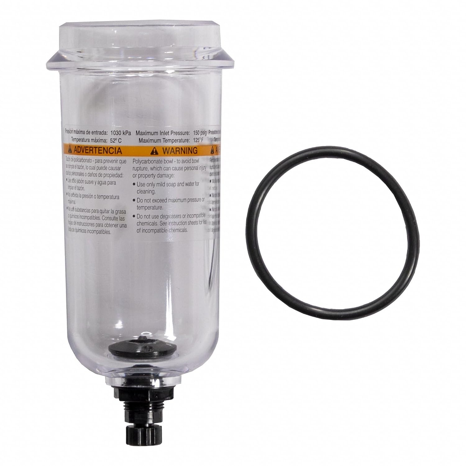 Parker PS832P Polycarbonate Bowl with Twist Drain for 07F, 12F, 07E Series Filter/Regulator, 7.2oz Capacity, 150 psig