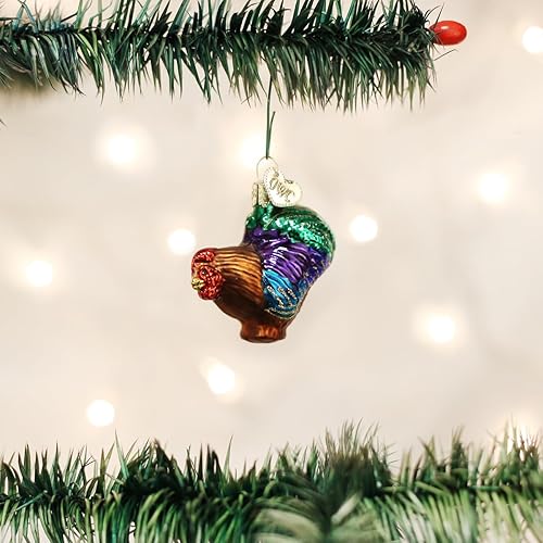 Miniatura 2 de Old World Christmas Adorno de cristal soplado de gallo pequeño para árbol de Navidad