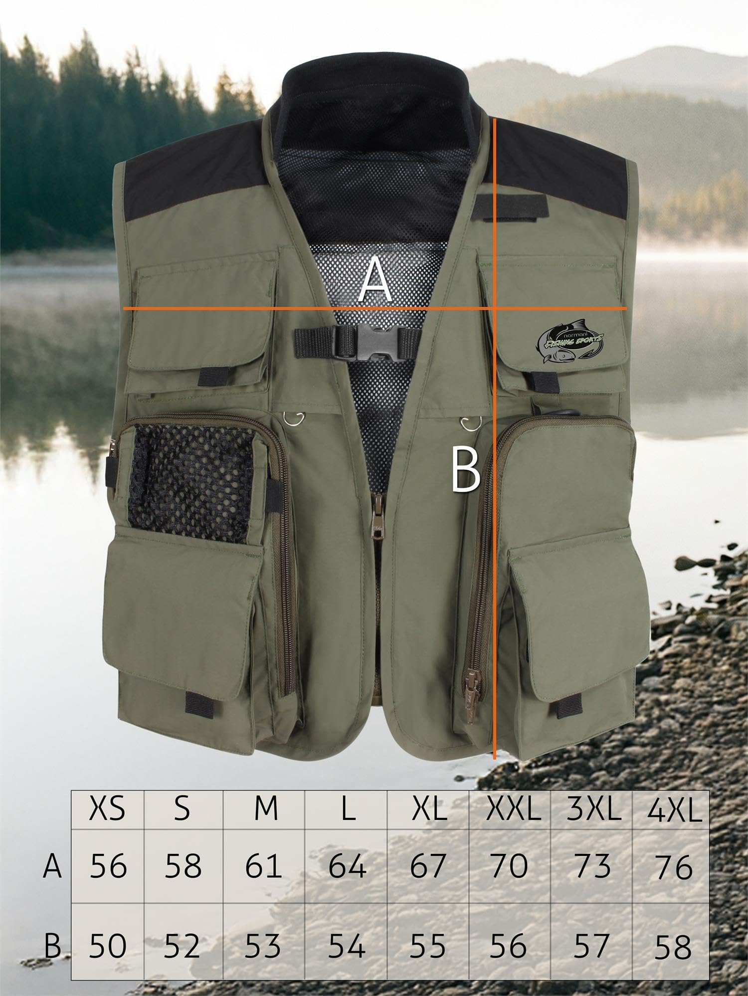 normani Outdoor Jagd- und Anglerweste, superleicht mit Netzfunktion