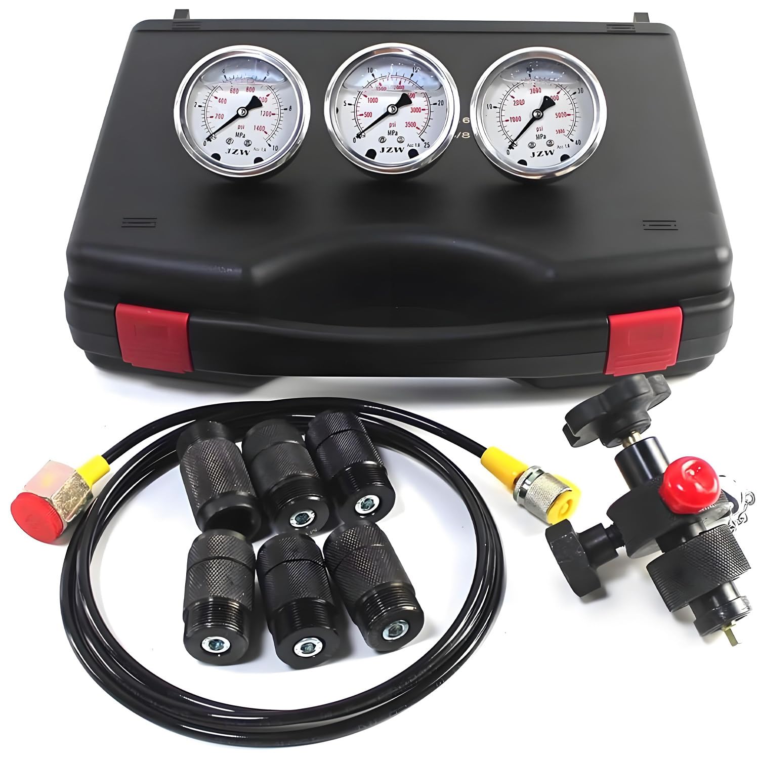 Test de pression pour accumulateurs hydrauliques, kit de remplissage d'azote avec tuyau de gaz, manomètre de remplissage d'azote, kit de test de pression d'accumulateur hydraulique, pour le rempliss