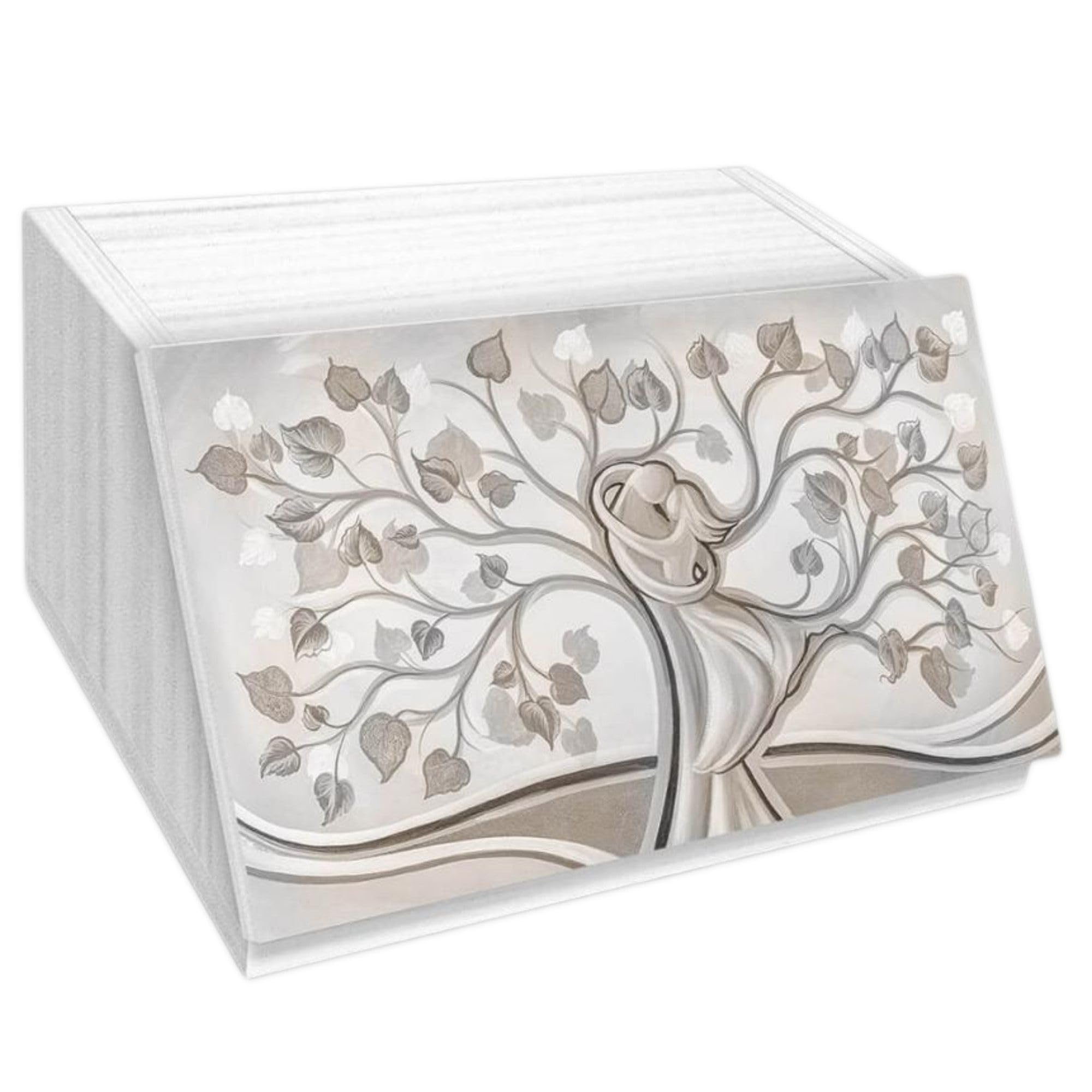 Lupia - Portapane White ALBERO ABBRACCIO amore e famiglia, Conserva Freschezza Pane, Versatile per Cibo Secco, Design Unico, Apertura frontale con Aerazione, 40x20x30cm, Chiaro, Legno