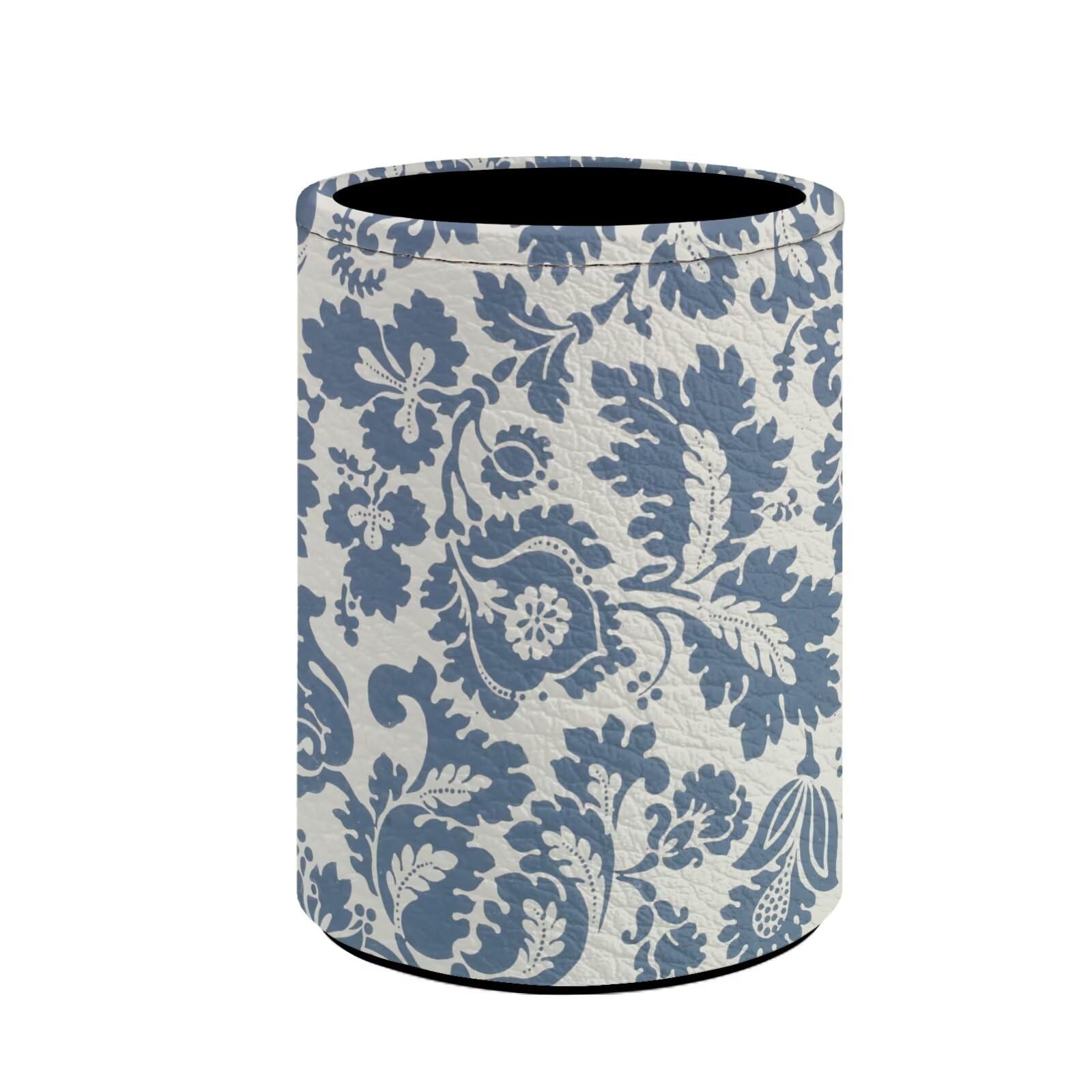 Buxolandt Retro William Morris Print Pen Holder PU Leather Pencil Cup Container Desk Organizer Stand Decor Makeup Brush Scissor Holder Office Desk Home Decoration Office Supplies Accessories โ image 1