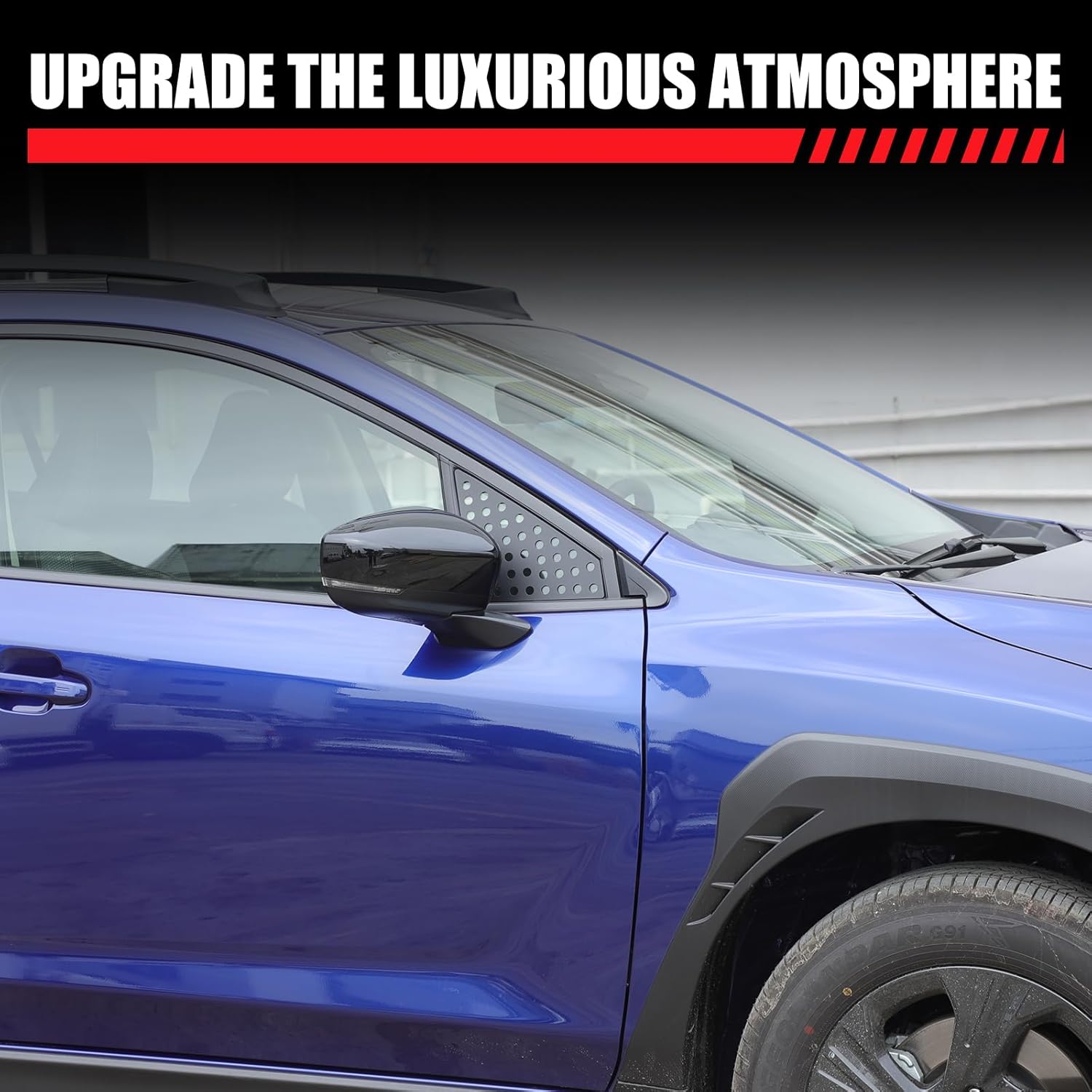 PIUGILH Car Rearview Mirror Side Triangle Window Louvers Cover Compatible with Subaru Crosstrek 2024 2025 Exterior Accessories, Aluminum Rear Side Triangle Window Louvers Air Vent Cover, 2Pcs (Black)