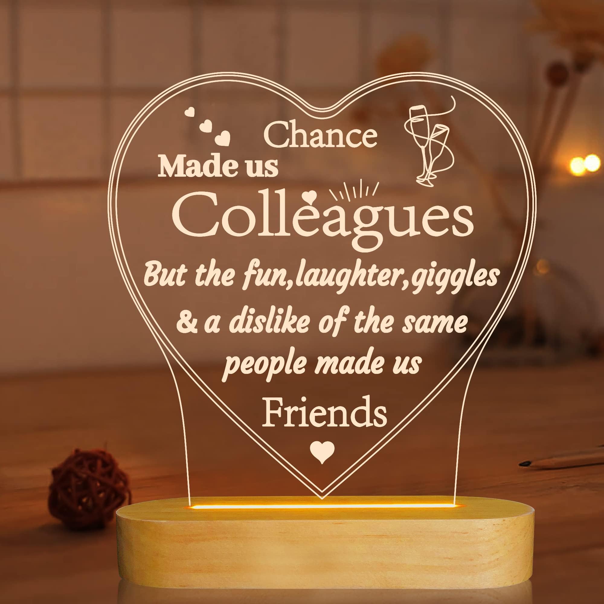 Coworker Gifts for Women Friends, Work Bestie Gifts for Women, Christmas Birthday Gifts for BFF Colleagues, Warm Color LED Night Light