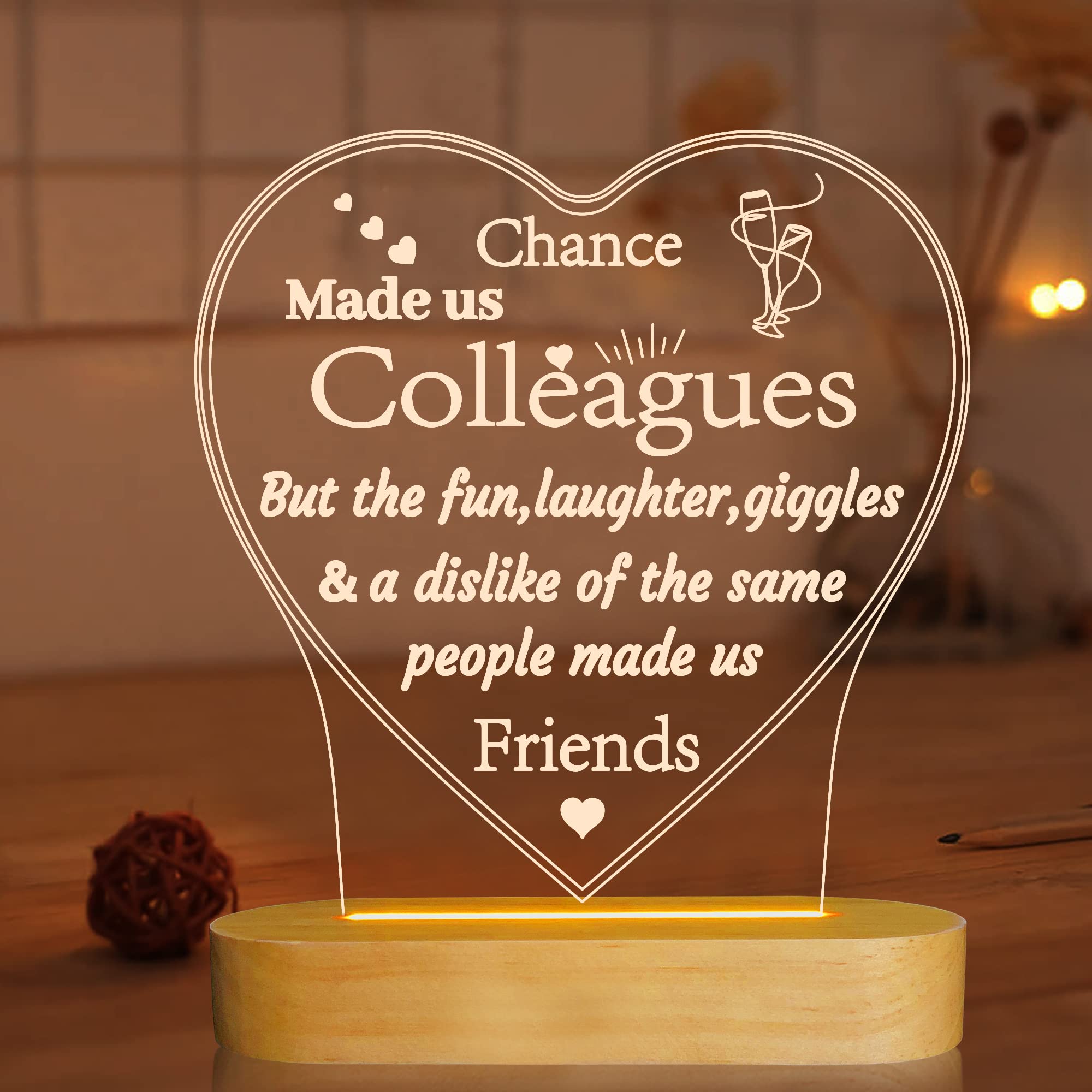 Coworker Gifts for Women Friends, Work Bestie Gifts for Women, Christmas Birthday Gifts for BFF Colleagues, Warm Color LED Night Light