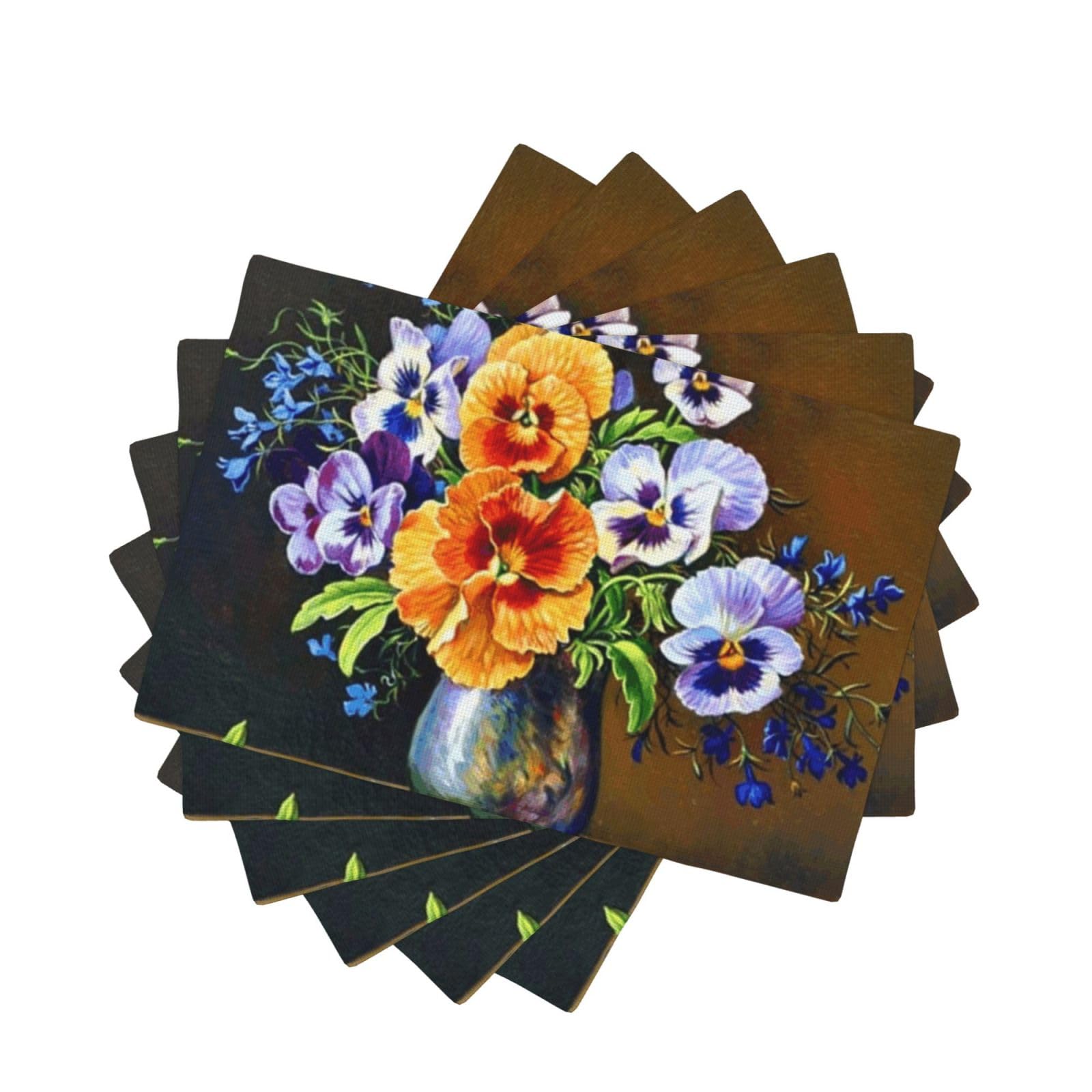 Sets de table en lin pour pique-nique et table à manger style fleur lot de 6