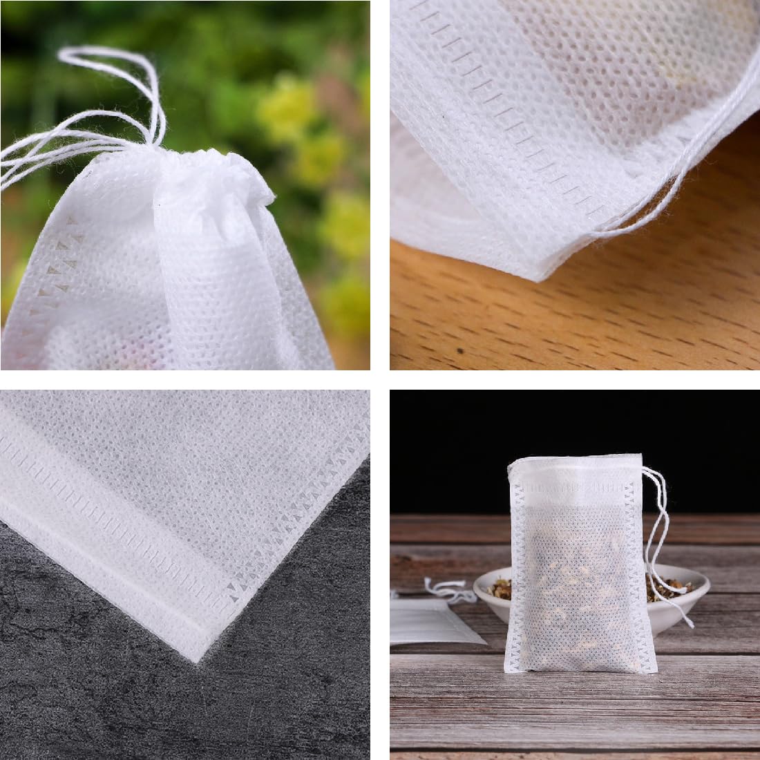 200 Filtri Tè Usa E Getta - Carta Alimentare 7x9cm, Con Coulisse, Per Tè, Spezie E Caffè - Foto 7